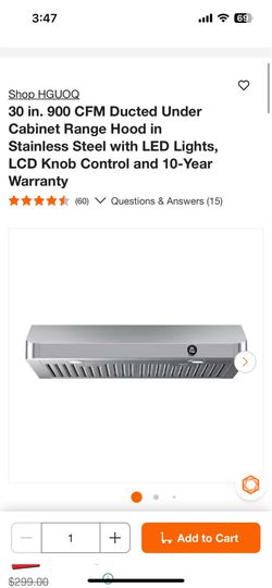 Cabinet Range Hood in Stainless Steel with LED Lights, LCD Knob Control and 10-Year Warranty