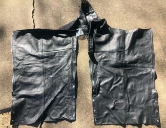 Black Leather Motorcycle Chaps