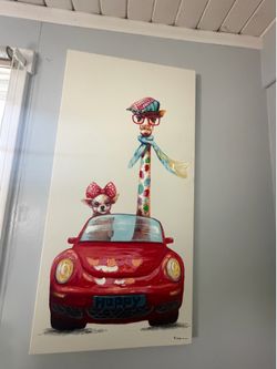 Large Giraffe and puppy wall art