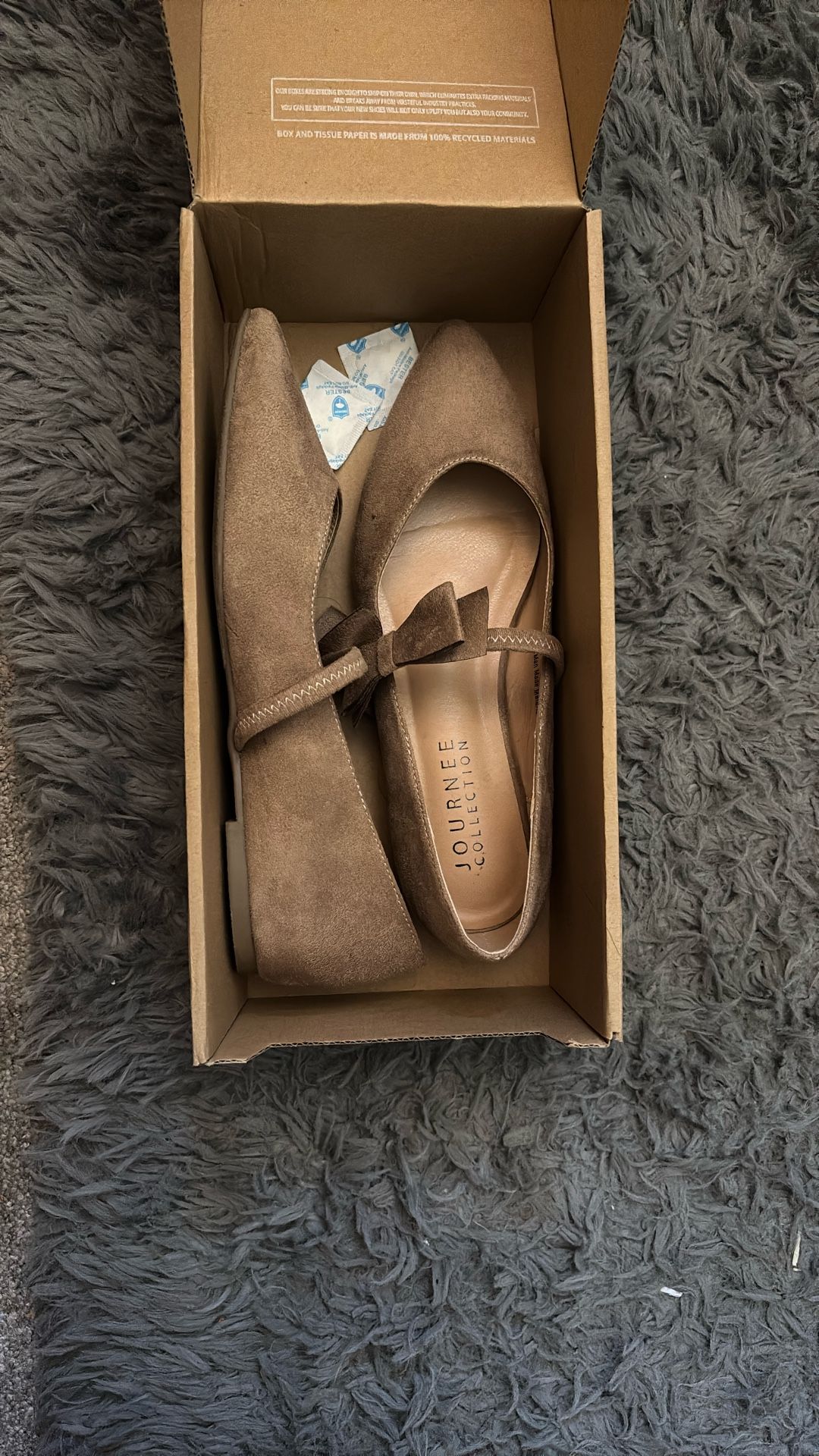 Taupe Flats With Bow 