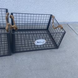 2 New Storage Baskets With Rope Handles