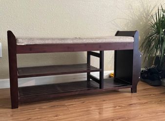 Wooden Shoe Bench with Storage
