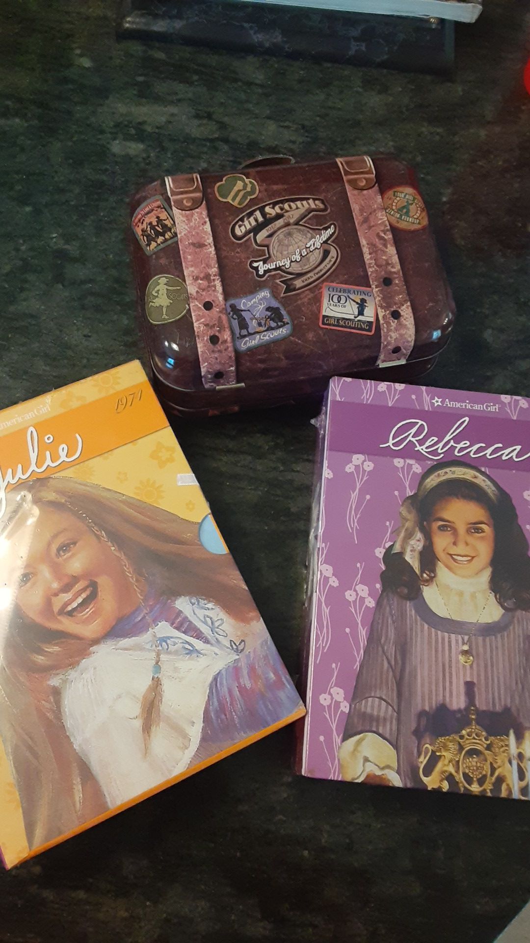 Price REDUCED Bundle: American Girl Dolls Julie & Rebecca book series never opened- with free 100year Anniversary lunch box