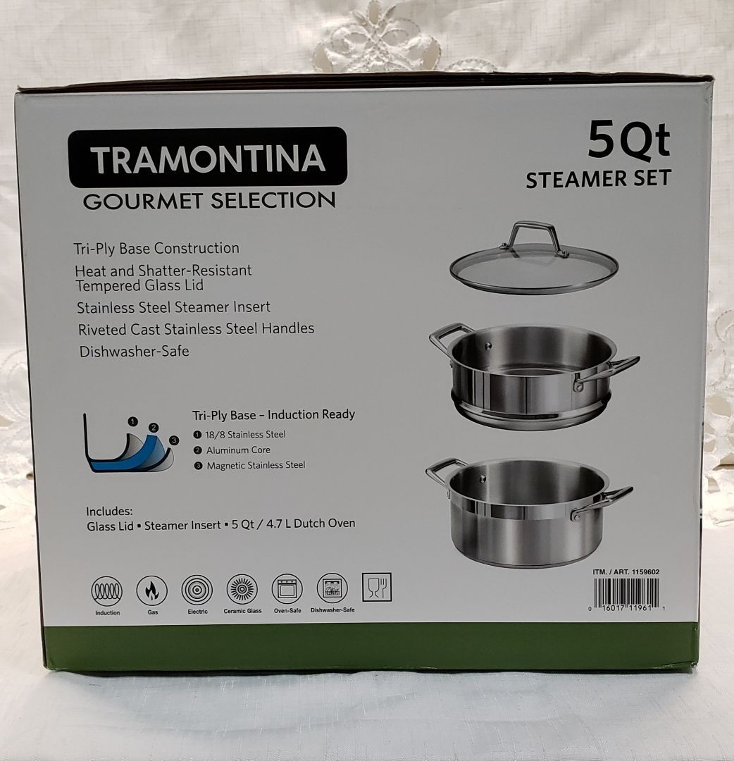 Tramontina Stainless Steel Induction-Ready, Impact-Bonded, Steamer Set, 5  Quart for Sale in Santa Fe Springs, CA - OfferUp