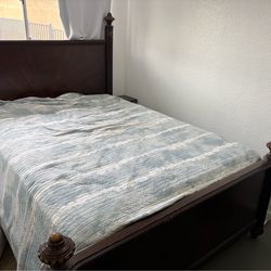 Queen bed frame and new mattress and box spring