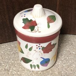 Hallmark Autumn Fall Leaves Porcelain Ceramic Glazed Tea Bags Holder Canister Candle Holder…