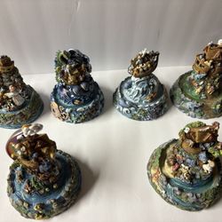 6 of set Noah Ark Inspired By Bill Bell Hand-Painted Limited Edition  With Shelf 