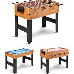 3 in 1 Multi Game Table, 49 Inch with Foosball Hockey & Billiards, Competition Sized Combo Game Table for Home, Game Room, Bar, Party, Club
