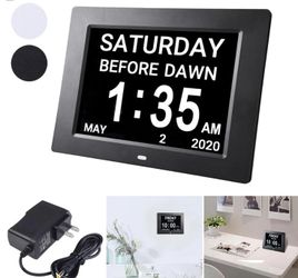 8" Large Digital Calendar Alarm Clock with 6-Alarm (Color Opts: Black/White) - Home Office Equipment - Father's Day Sale