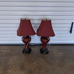 Oriental OxBlood Red Porcelain Lamps with Shade