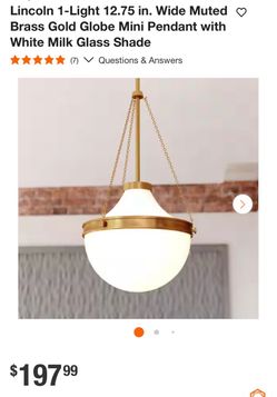 Lincoln 2-Light 12.75 in. Wide Muted • Brass Gold Globe Mini Pendant with White Milk Glass Shade