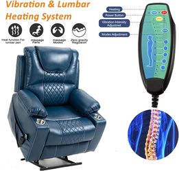 #443ABC-Heavy Duty Power Lift Chairs Recliners with Heater and Massage for Elderly, Big and Tall Recliners 400lbs Suitable for People Up to 6Ft (Blue