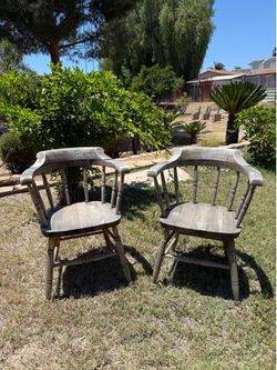 Rustic Matching Vintage Wooden  Captain's Chairs (Read Description)