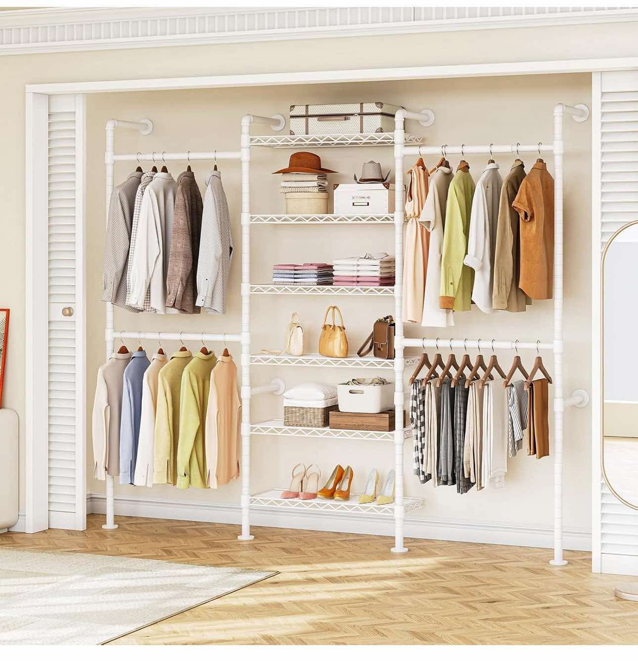 Wall Mounted Closet System, Expandable Industrial  White S-41