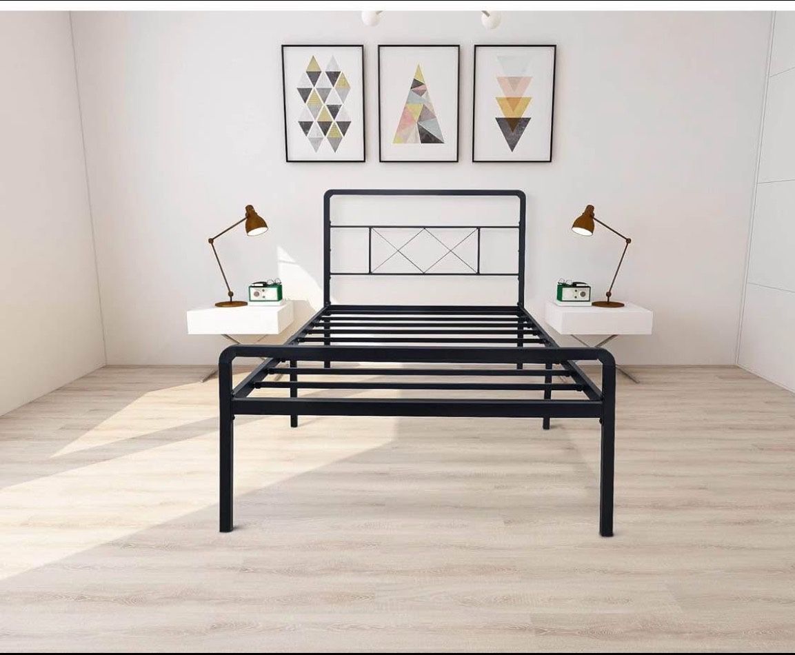 Brand new Twin  metal bed frame, black, no boxspring needed