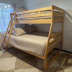 Solid Wood Twin & Queen Bunk Bed, Mattresses Included