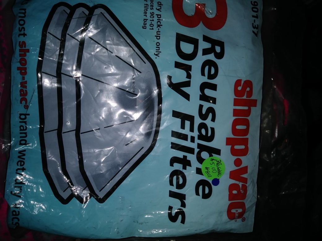 Reusable 3 dry shop vac filters