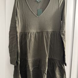 Wild Fable Women's Long Sleeve Sweatshirt Dress in Washed Green Size L NWT