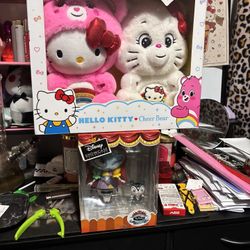 Hello Kitty Care Bear Plushies + Nightmare Before Christmas Sally Vinyl Figure
