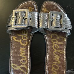 Sam Edelman- Silver Buckle Slide, Size 7