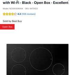 Samsung - 30" Smart Induction Cooktop with Wi-Fi - Black 