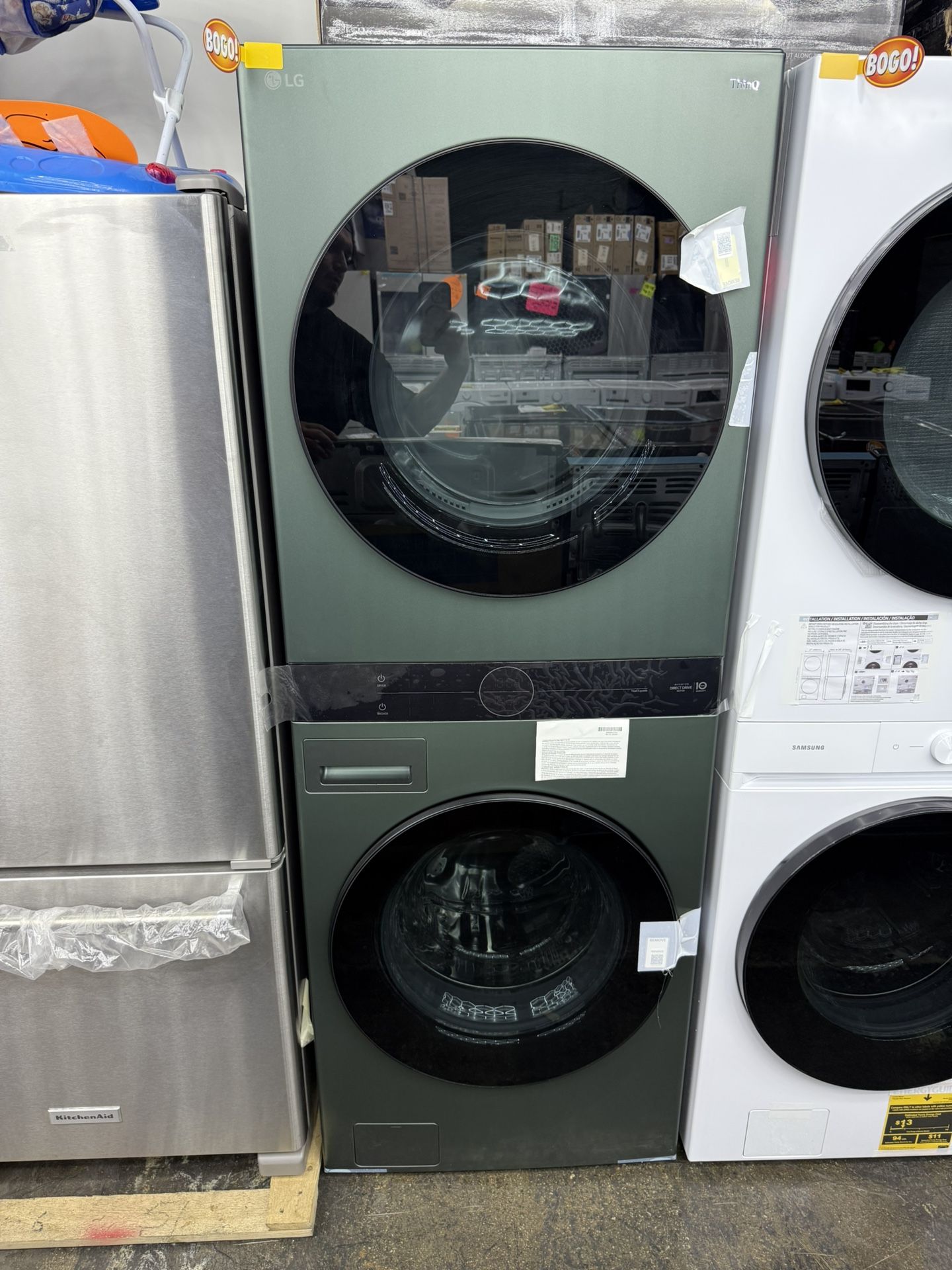 Brand new LG Green gas tower washer and dryer