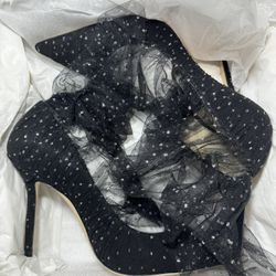 JIMMY CHOO 100mm Tulle Pumps Heels Black Size 8.5