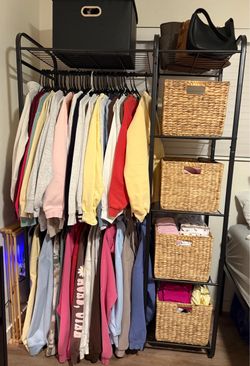 Black Metal Clothing Rack with Shelves