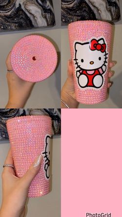 Red & Pink rhinestone hello kitty tumbler