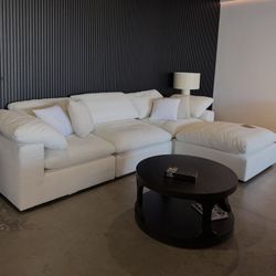 Modern Deep Seat Sectional Sofa — Ivory Fabric/ Free Local Delivery 🚚 