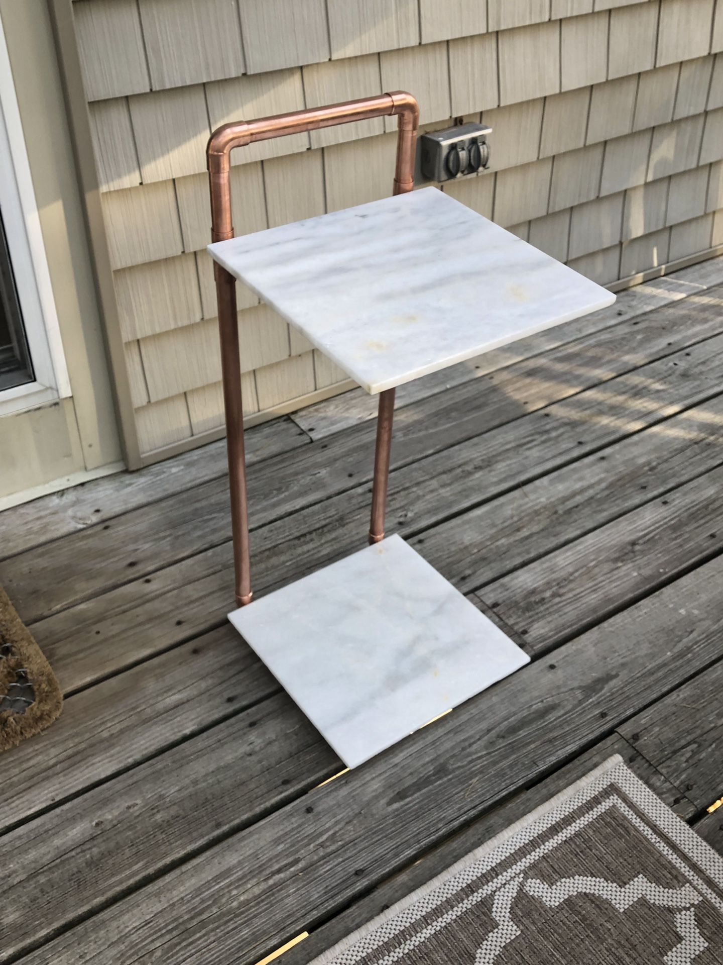 Marble and copper end table