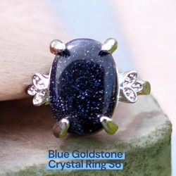 Stunning Blue Goldstone Crystal Ring