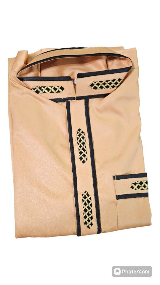 Men's Arabia Muslim Robe, Jalamia With Side Pockets And Embodery