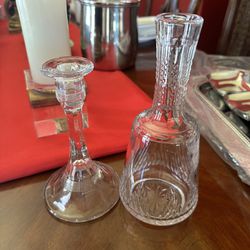Antique Crystal Decanter and Crystal decanter and  Glass Candlestick Holder 