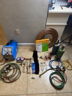 HVAC Refrigeration Tool Lot – Recovery Machine, Torch Kit, Gauges & Coppe