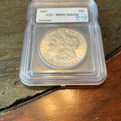 1887 Morgan Silver Dollar Graded MS60! UNC