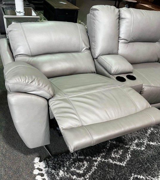 6 Piece Power Reclining Sectional Couch Set 💥 Genuine Gray Leather Electric Reclining Sectional Couch Set 💥⭐Household, Lawn&Garden, Home decor, Home