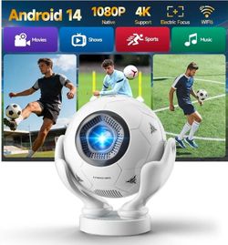Smart Projector with Wifi and Bluetooth, Native 1080P 4K Support Projector
400 ANSI, Android 14, Electric Focus Auto Keystone, Portable Mini Projector