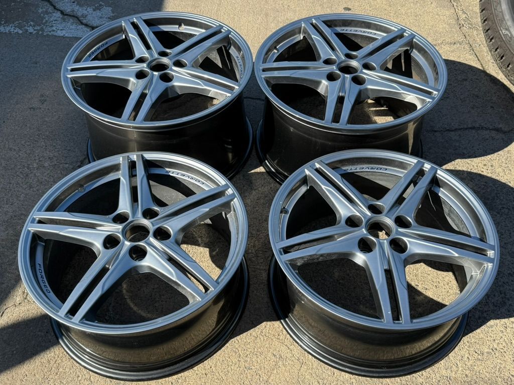 DELIVERED FORGED NEW 2024 Chevrolet Corvette C8 Stingray Factory Gun Metal Wheels STAGGERED