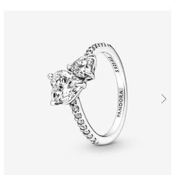 Pandora Ring(double Heart Sparkling Ring