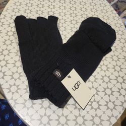 Ugg Black Flip Mittens New L/XL