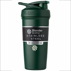 BlenderBottle Sport Insulated Stainless Steel Shaker Bottle With Wire Whisk, 24-Ounce, Forest – Protein Shakes & Hydration For Athletes & Fitness Enth