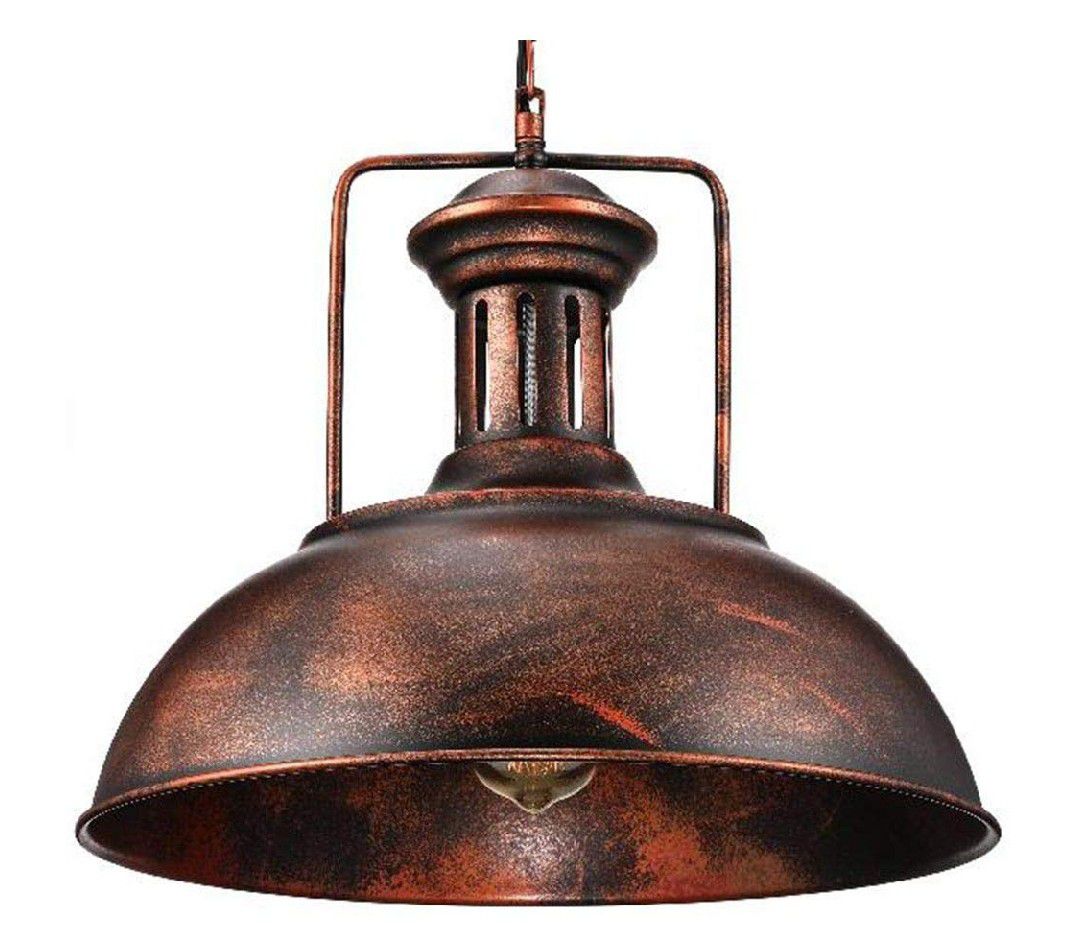 Industrial Nautical Barn Pendant Light - 16" Single Pendant Lamp with Rustic Dome/Bowl Shape Mounted Fixture Ceiling Light Chandelier in Copper