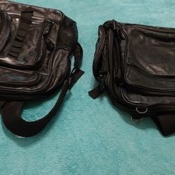 Two Black Leather Backpacks By Diamond Plate Genuine Buffalo 