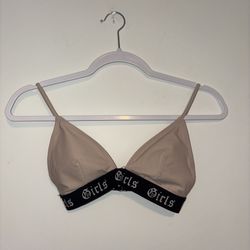 “Girls” Beige & Black Bikini Top