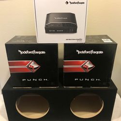New (2) 10” inch Rockford Fosgate Punch (P1) Car Audio Subwoofers + Rockford Fosgate Bass Amplifier + Speaker Box {No Credit Finance} ✅