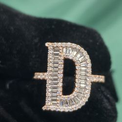 INTIAL "D" VVS D MOISSANITE ROSE GOLD AND 925 STERLING SILVER