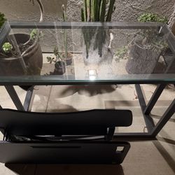 Glass Top Desk And Sit Stand Converter