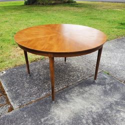 Mid Century Modern BP John Walnut Round Dining Table Vintage 