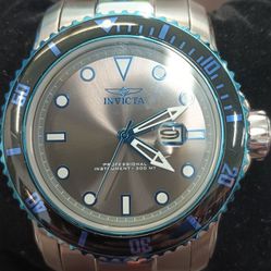 Invicta 15077 Pro Diver Mens Analog Watch Silver Case Blue Dial 48 Mm